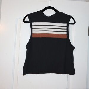 We The Free Black and Brown Striped Muscle Tee